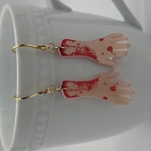 1932- Handmade Halloween Hand Earrings NWT